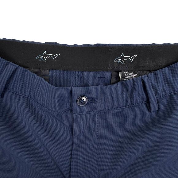 Greg Norman Everbest Mini Grid Check Performance Golf Pants Navy Stretch 36x29 - Picture 1 of 11